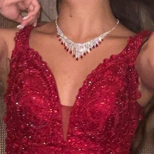 Red diamond raindrop necklace